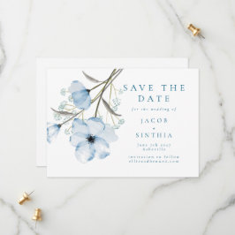 Modern Elegant Chic Dusty Blue Wedding Save The Date