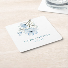 Modern Elegant Chic Dusty Blue Wedding Vierkante Kartonnen Onderzetter