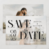 Modern Elegant Chic Faux Vellum Photo Wedding Save The Date (Voorkant / Achterkant)