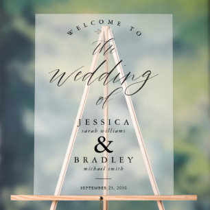 Modern Elegant Chic Frosted Wedding Welkom Acryl Bord