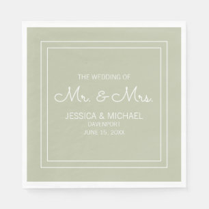 Modern Elegant Chic Sage Green White Wedding Servet