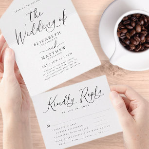 Modern Elegant Chic Simple Minimalist Weddenschap All In One Uitnodiging