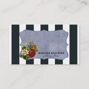 Modern Elegant Chic Stripes Goud Bloemen Visitekaartje