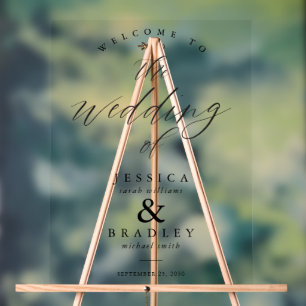 Modern Elegant Chic Transparant Huwelijk Welkom Acryl Bord