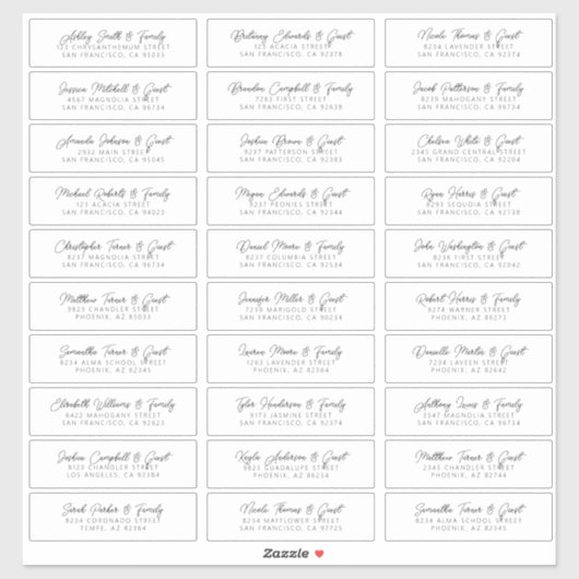 Modern Elegant Chic Wedding Guest Adres Sticker (Vel)