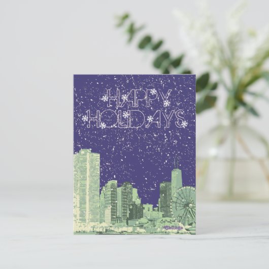 Modern Elegant Chicago City Skylin ecard Briefkaart (Staand voorkant)