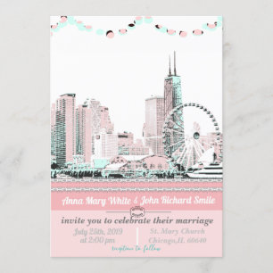 Modern Elegant Chicago City Skyline Kaart