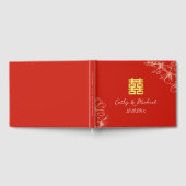 Modern elegant Chinees bruiloft floral script rood Gastenboek (Volledig)