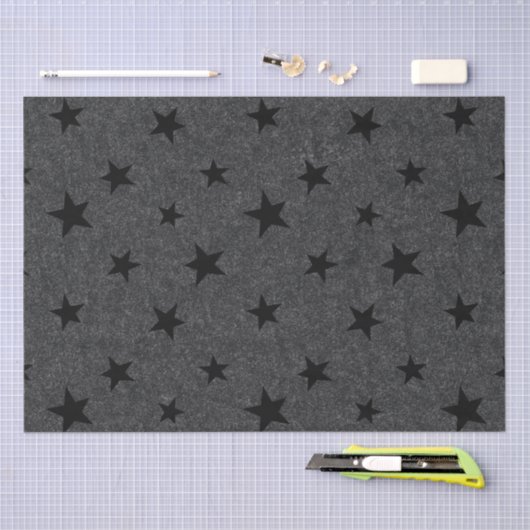 Modern Elegant Chique Black Star Patroon Tissuepapier (Craft)