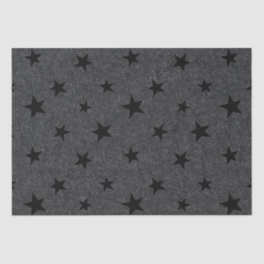 Modern Elegant Chique Black Star Patroon Tissuepapier (Voorkant)