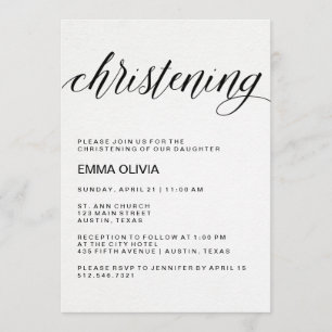 Modern Elegant Christening Text Papier Waterverf Kaart