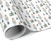 Modern Elegant Christmas Nutcracker Pattern Cadeaupapier (Rol Hoek)