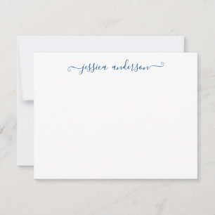 Modern Elegant Classic Dark Navy Blue Script Notitiekaartje