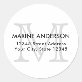 Modern Elegant Classic Grijs Monogram Initiaal Ronde Sticker