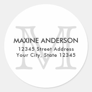 Modern Elegant Classic Grijs Monogram Initiaal Ronde Sticker