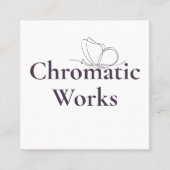 Modern Elegant Clean Butterfly Line Paarse Marmer Vierkante Visitekaartje (Voorkant)