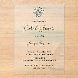 Modern Elegant Coastal Bridal Shower  Acryl Uitnodigingen
