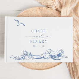 Modern Elegant Coastal Chic Blue Wedding Gastenboek