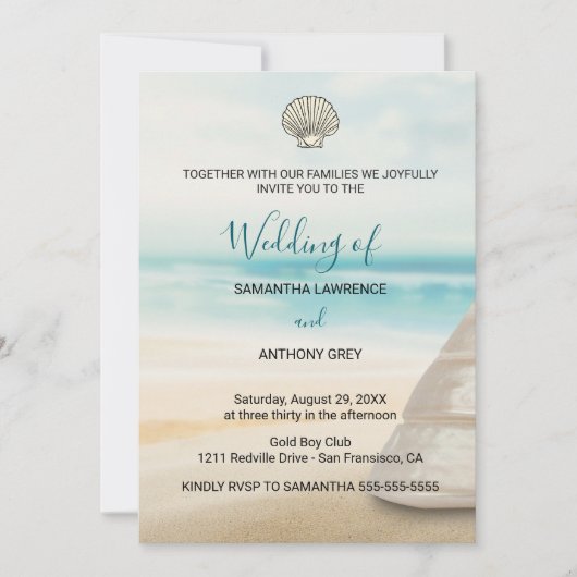 Modern Elegant Coastal Wedding Invitation (Devant)