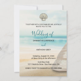 Modern Elegant Coastal Wedding Invitation Kaart