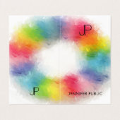 Modern Elegant Colorful Monogram Sjabloon Visitekaartjes (Buitenkant ongevouwen)