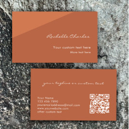 Modern Elegant Copper Tan QR Code  Visitekaartje