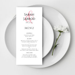 Modern Elegant Coral Pink Wedding Menu