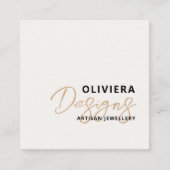 Modern Elegant Cream + Geel Script QR-code Vierkante Visitekaartje (Voorkant)