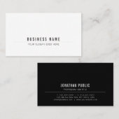 Modern Elegant Creatief Zwart Wit Plain Visitekaartje (Voorkant / Achterkant)