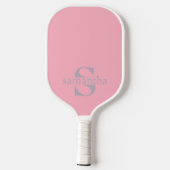 Modern Elegant Custom Initiaal Naam Roze Pickleball Paddle (Achterkant)