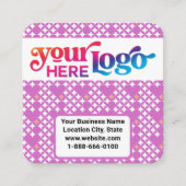 Modern Elegant Custom Logo QR Code Orchidee Square Vierkante Visitekaartje (Voorkant)