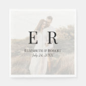 Modern Elegant Custom Photo Monogram Bruiloft Servet (Voorkant)
