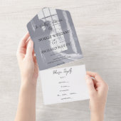 Modern Elegant Custom Photo Wedding All In One Uitnodiging (Afscheurbaar)