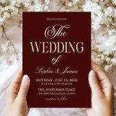 Modern Elegant Dark Burgundy Ivory Wedding Kaart