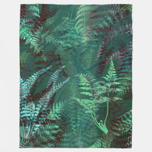 Modern Elegant Dark Emerald Green Ferns Fleece Deken