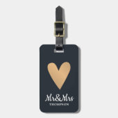 Modern Elegant Dark Faux Gold Heart Mr. Bagagelabel (Voorkant verticaal)