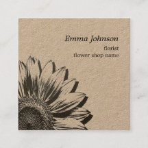 Modern Elegant Dark Floral Pattern Florist Square