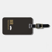 Modern Elegant Dark Golden White Mustache Bagagelabel (Voorkant horizontaal)