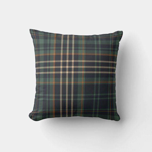 Modern Elegant Dark Green Plaid  Kussen (Voorkant)