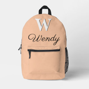 Modern Elegant Deep Peach Monogram Bedrukte Rugzak