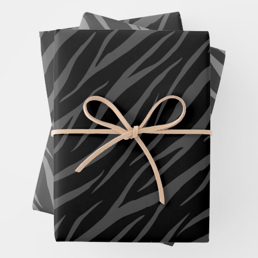 Modern elegant design zwart grijs Zebra Inpakpapier Vel (In situ)