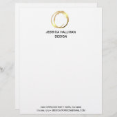 Modern Elegant Designer Scribble Logo in Goud Briefhoofd (Voorkant / Achterkant)