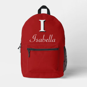 Modern Elegant Diep Rood Monogram Bedrukte Rugzak