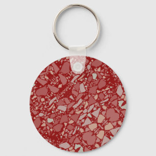 Modern Elegant Donkerrood Terrazzo Effect Tegel Sleutelhanger