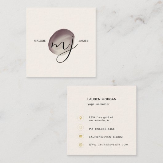 Modern Elegant Dubbel Monogram Vierkante Visitekaartje (Voorkant / Achterkant)