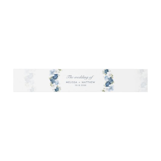 Modern Elegant Dusty Blue Floral Wedding Uitnodigingen Wikkel (Vlak)