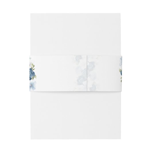 Modern Elegant Dusty Blue Floral Wedding Uitnodigingen Wikkel (Achterkant Voorbeeld)