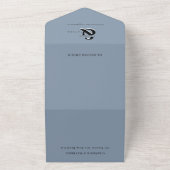 Modern Elegant Dusty Blue QR Code Weddenschap All In One Uitnodiging (Buitenkant)