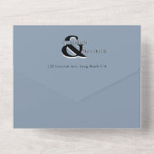 Modern Elegant Dusty Blue QR Code Weddenschap All In One Uitnodiging (Achterkant)