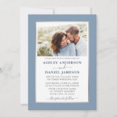 Modern Elegant Dusty Blue Silver Wedding Kaart (Voorkant)